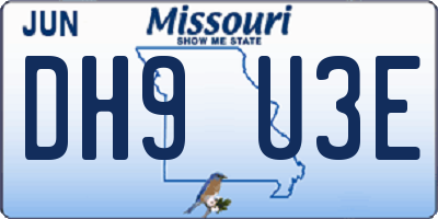 MO license plate DH9U3E