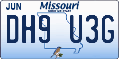 MO license plate DH9U3G