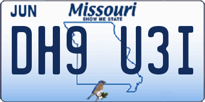 MO license plate DH9U3I
