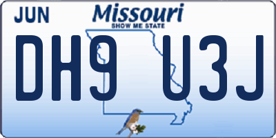 MO license plate DH9U3J