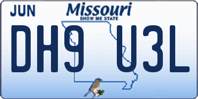 MO license plate DH9U3L