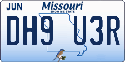 MO license plate DH9U3R