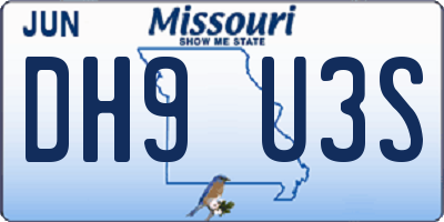 MO license plate DH9U3S