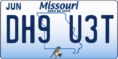 MO license plate DH9U3T