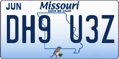 MO license plate DH9U3Z
