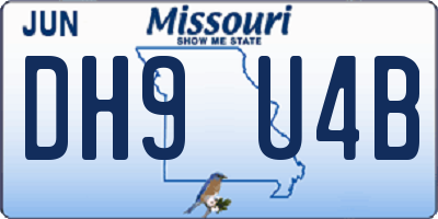 MO license plate DH9U4B