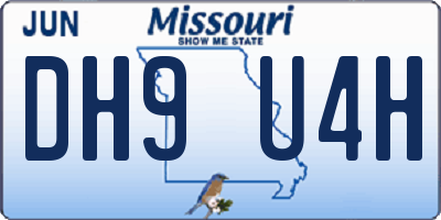 MO license plate DH9U4H