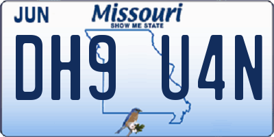 MO license plate DH9U4N