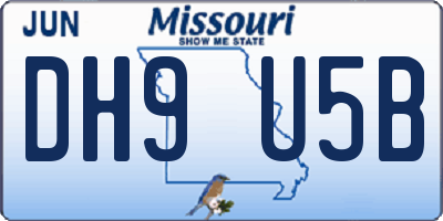 MO license plate DH9U5B