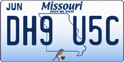 MO license plate DH9U5C
