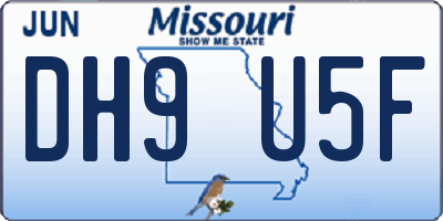 MO license plate DH9U5F