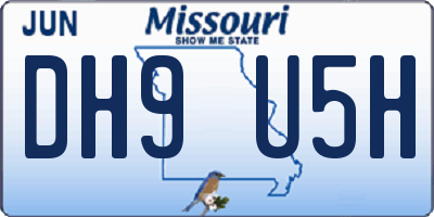 MO license plate DH9U5H