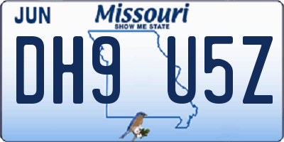 MO license plate DH9U5Z