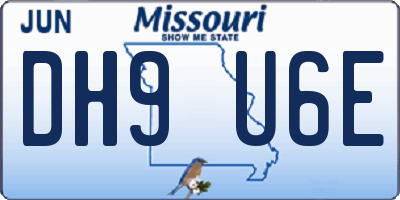 MO license plate DH9U6E