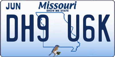 MO license plate DH9U6K