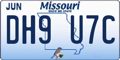 MO license plate DH9U7C