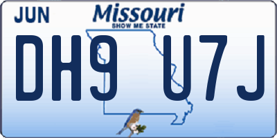 MO license plate DH9U7J