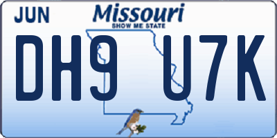 MO license plate DH9U7K