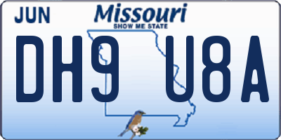 MO license plate DH9U8A