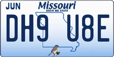 MO license plate DH9U8E