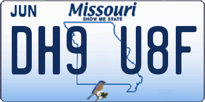 MO license plate DH9U8F