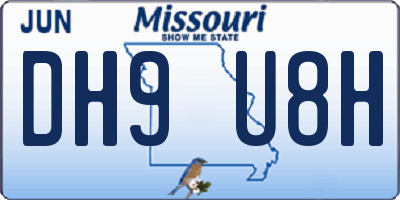 MO license plate DH9U8H