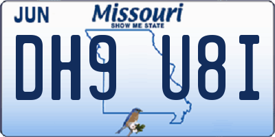 MO license plate DH9U8I