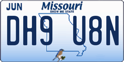 MO license plate DH9U8N