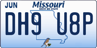 MO license plate DH9U8P