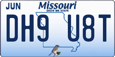 MO license plate DH9U8T