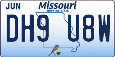 MO license plate DH9U8W