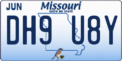 MO license plate DH9U8Y