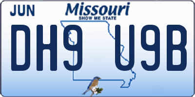MO license plate DH9U9B