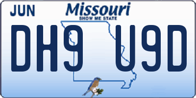 MO license plate DH9U9D