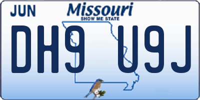 MO license plate DH9U9J