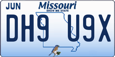 MO license plate DH9U9X
