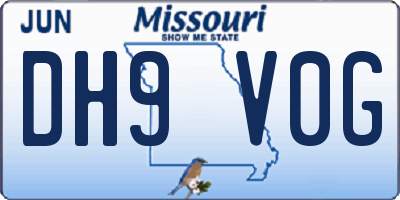 MO license plate DH9V0G