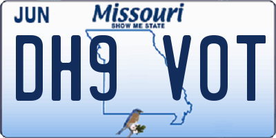 MO license plate DH9V0T