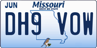 MO license plate DH9V0W