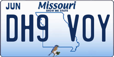 MO license plate DH9V0Y