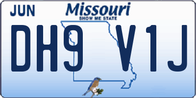 MO license plate DH9V1J
