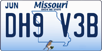 MO license plate DH9V3B