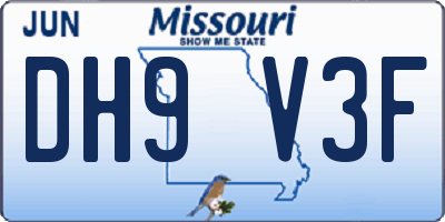 MO license plate DH9V3F
