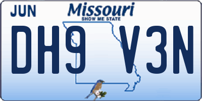 MO license plate DH9V3N