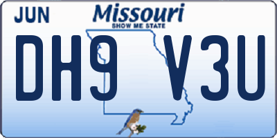 MO license plate DH9V3U