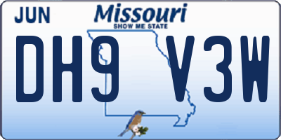 MO license plate DH9V3W