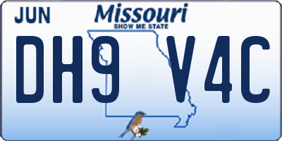 MO license plate DH9V4C