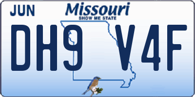 MO license plate DH9V4F