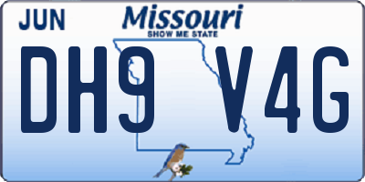 MO license plate DH9V4G