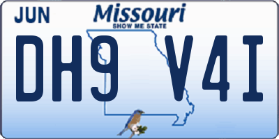 MO license plate DH9V4I